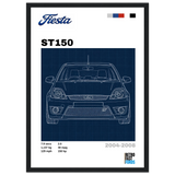 Ford Fiesta ST150 Retro Showroom Wooden Framed Poster