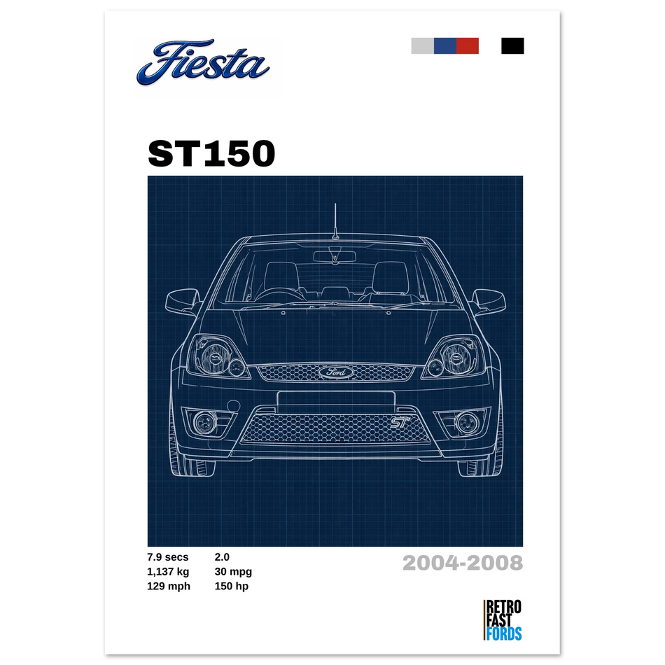 Ford Fiesta ST150 Retro Showroom Poster