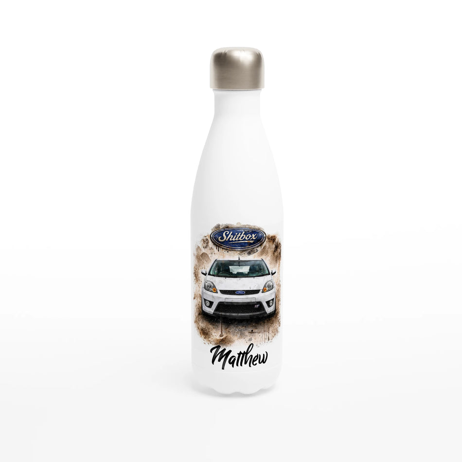 Retro Fast Fords 'Shitbox' White ST150 Stainless Steel Water Bottle