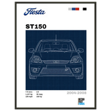 Ford Fiesta ST150 Retro Showroom Metal Framed Poster