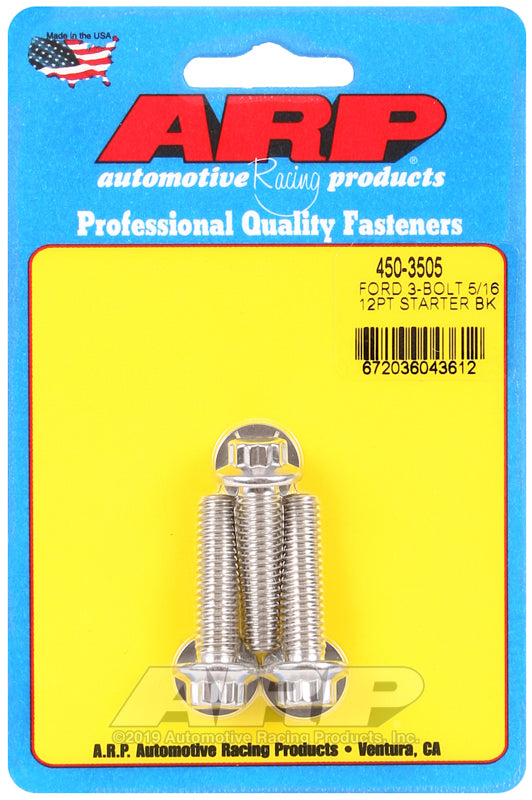 ARP Ford SS 3-bolt 5/16 12pt starter bolt kit 450-3505