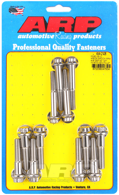 ARP Ford 351C w/Edelbrock RPM air gap 12pt intake manifold bolt kit 454-2106