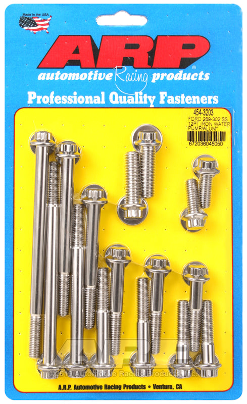 ARP Ford 289-302 SS 12pt iron water pump and front cover bolt kit 454-3203