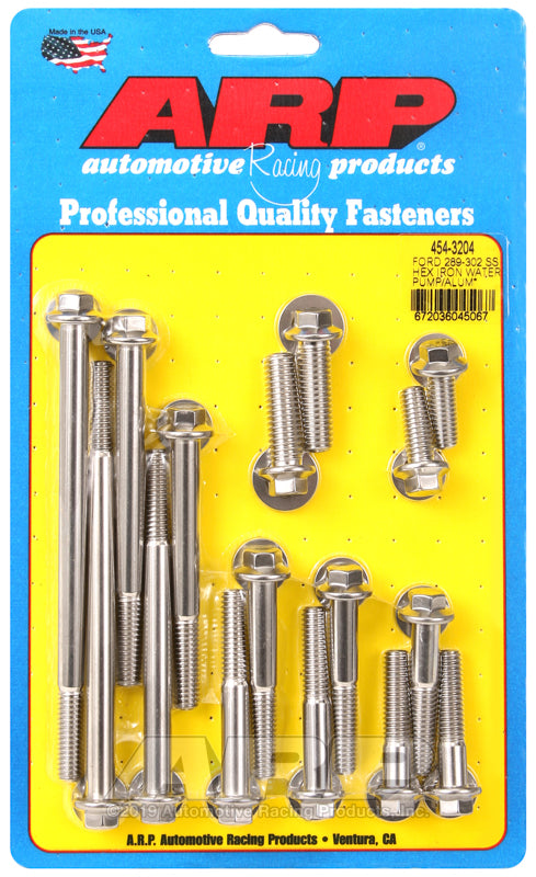 ARP Ford 289-302 SS hex iron water pump and front cover bolt kit 454-3204
