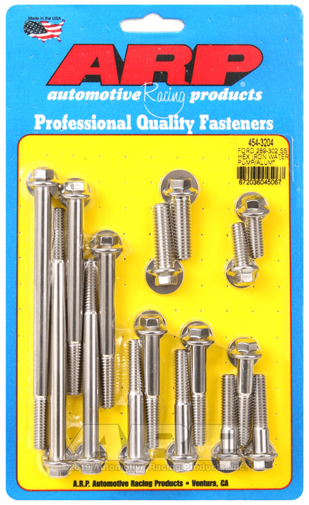 ARP Ford 289-302 SS hex iron water pump and front cover bolt kit 454-3204