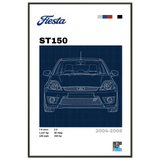 Ford Fiesta ST150 Retro Showroom Metal Framed Poster