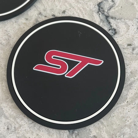 2pc Ford ST Cup Holder Coaster Mats 7CM Anti-Slip Pads Car Accessories WHITE