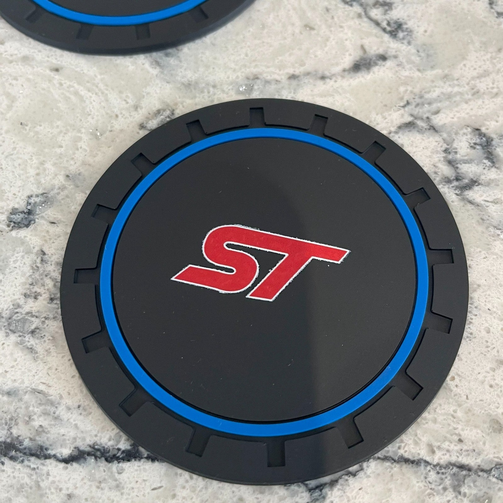 2pc Ford ST Cup Holder Coaster Mats 7CM Anti-Slip Pads Car Accessories BLUE