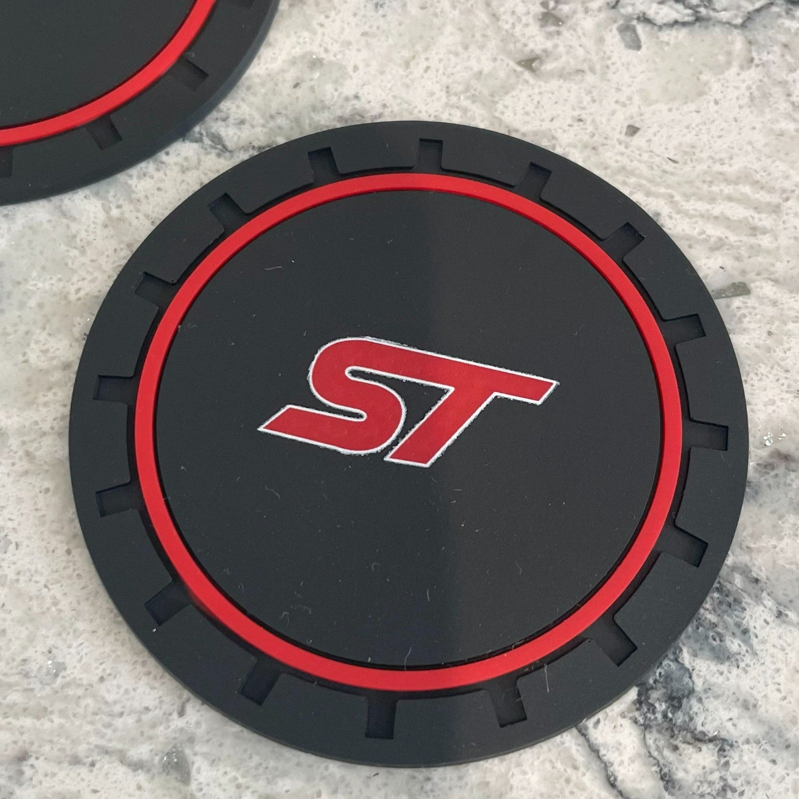 2pc Ford ST Cup Holder Coaster Mats 7CM Anti-Slip Pads Car Accessories RED
