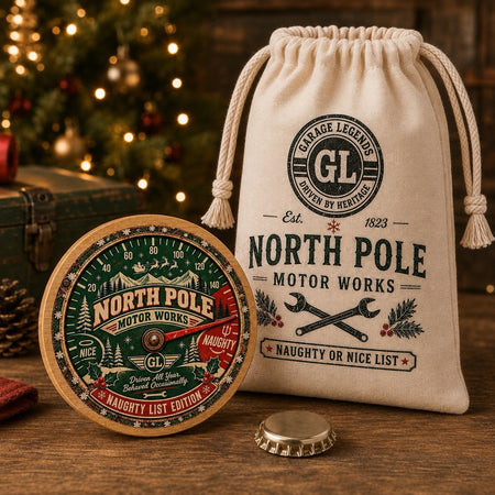 Naughty List Speedometer Bottle Opener + Mini Santa Sack Secret Santa Gift