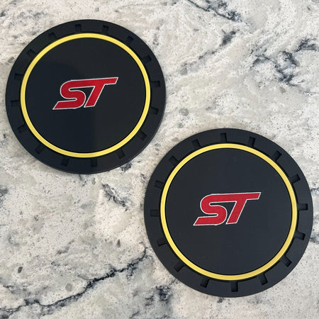2pc Ford ST Cup Holder Coaster Mats 7CM Anti-Slip Pads Car Accessories YELLOW