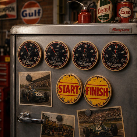 Bamboo Bottle Opener Styled With Vintage Start Finish Race Signs Birthday Gift