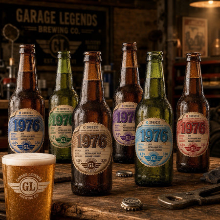 50th Birthday Custom Beer Labels, 1976 Tax Disc Inspired Design 80mm x6 Colours