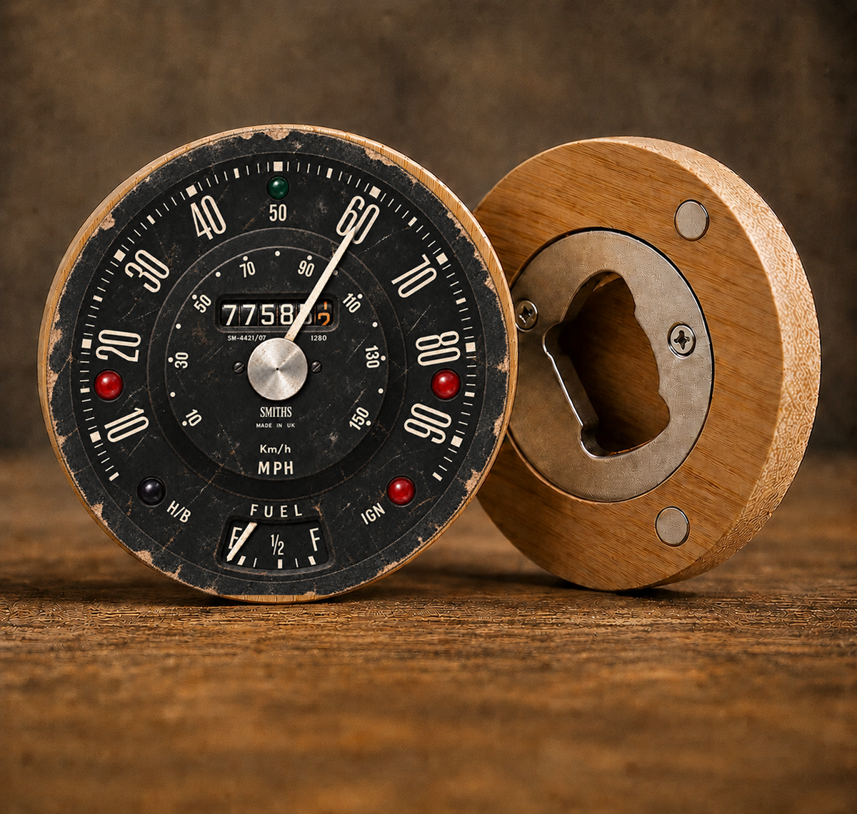 Classic Mini Cooper Inspired Speedometer Bottle Opener & Gift Bag