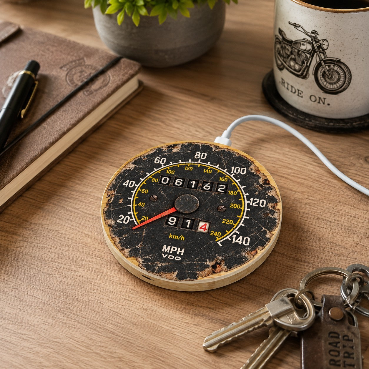 Ford RS200 15W Bamboo Wireless Charger & Gift Bag Speedometer Gift