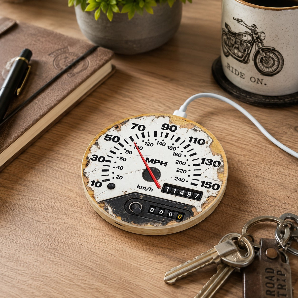 Ford Fiesta RS Turbo 15W Bamboo Wireless Charger & Gift Bag Speedometer Gift