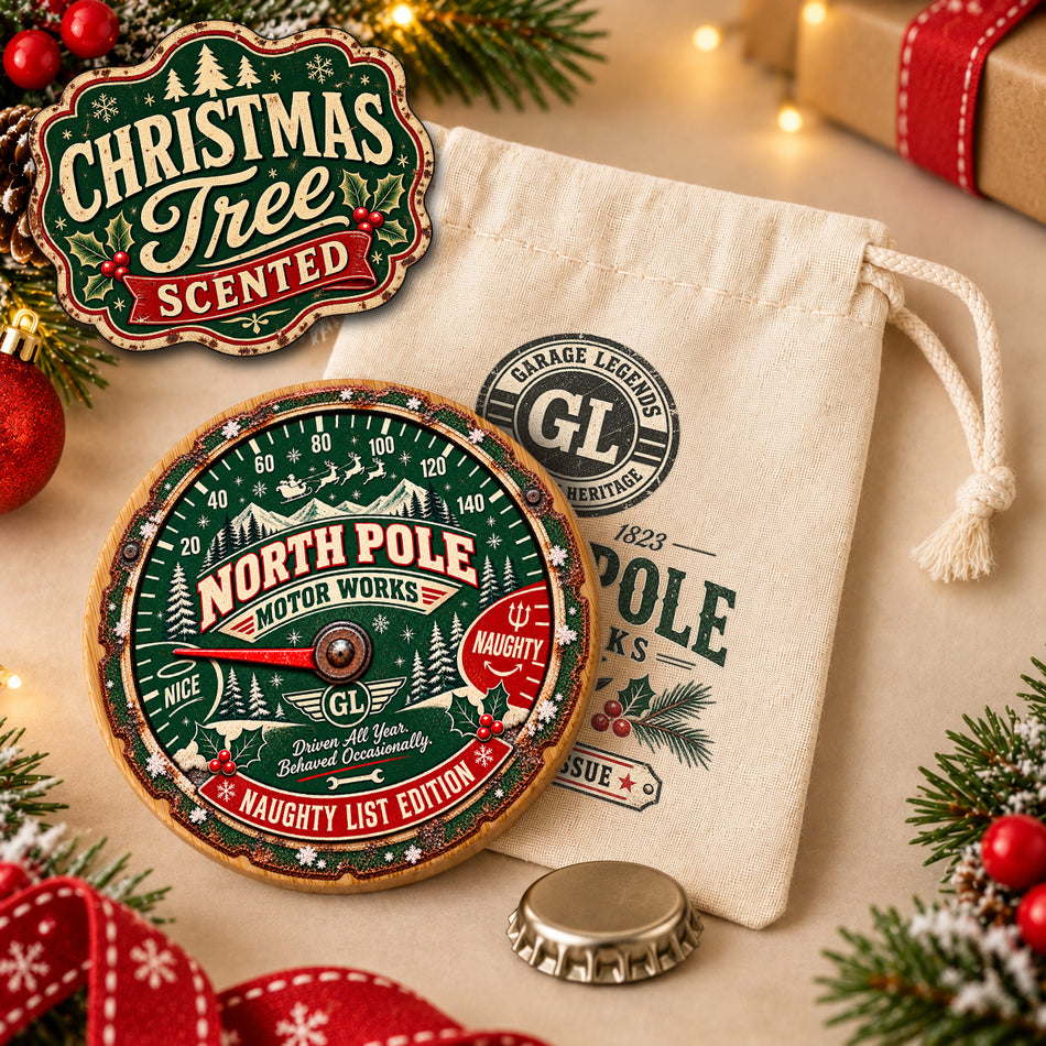 Nice List Speedometer Bottle Opener + Mini Santa Sack Secret Santa Gift