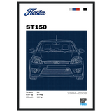 Ford Fiesta ST150 Retro Showroom Wooden Framed Poster
