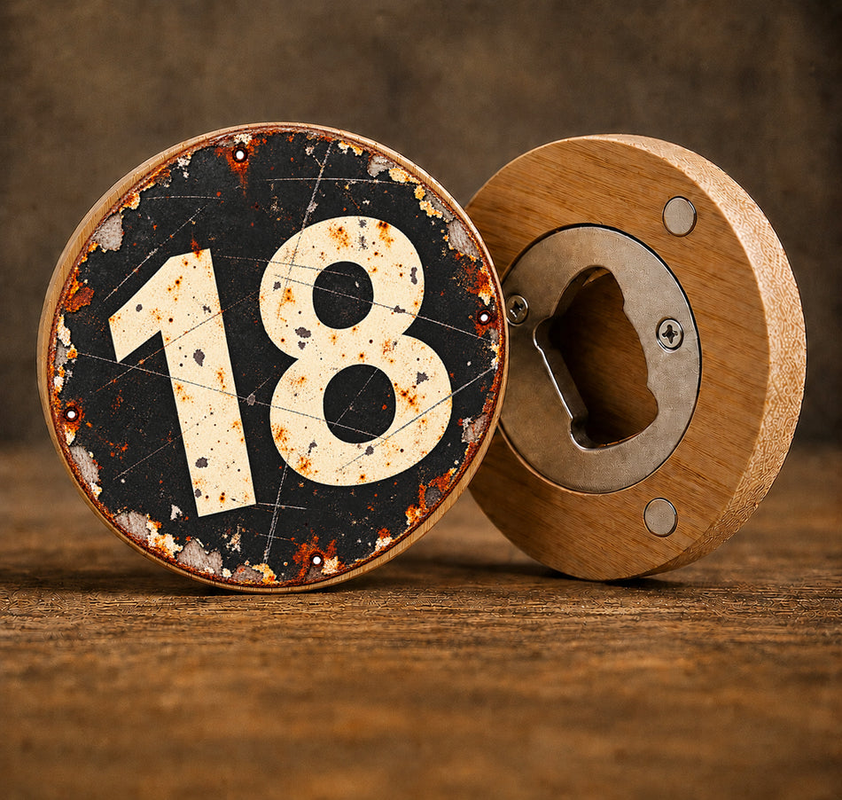18th Birthday Vintage Race Number Design Bottle Opener + Gift Bag