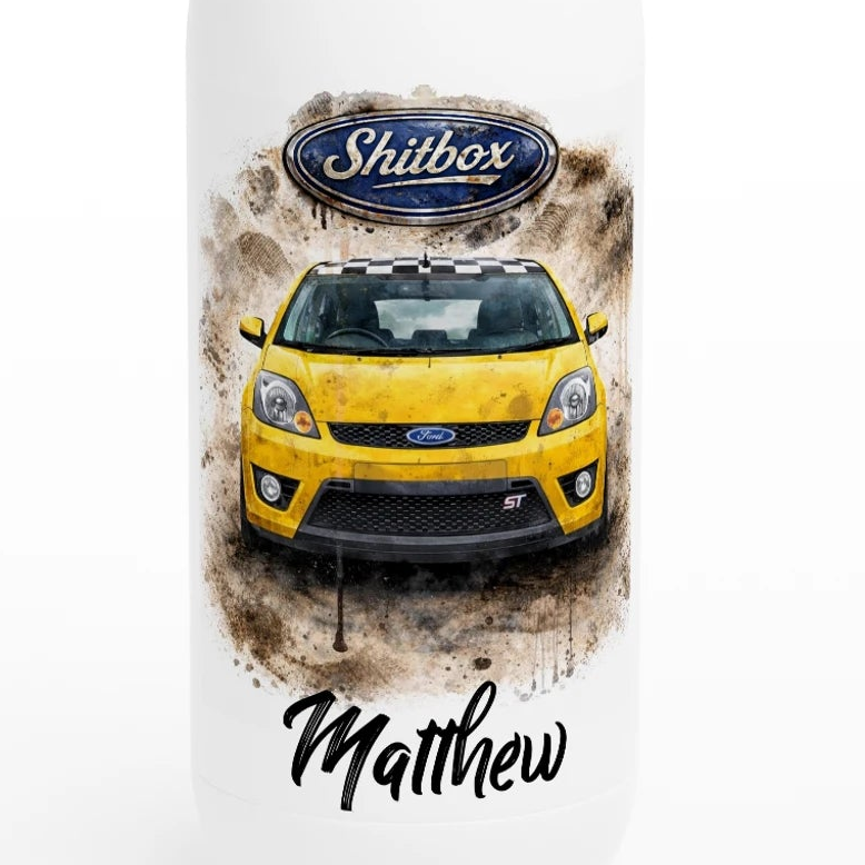 Retro Fast Fords 'Shitbox' Yellow Anniversary Edition Stainless Steel Water Bottle