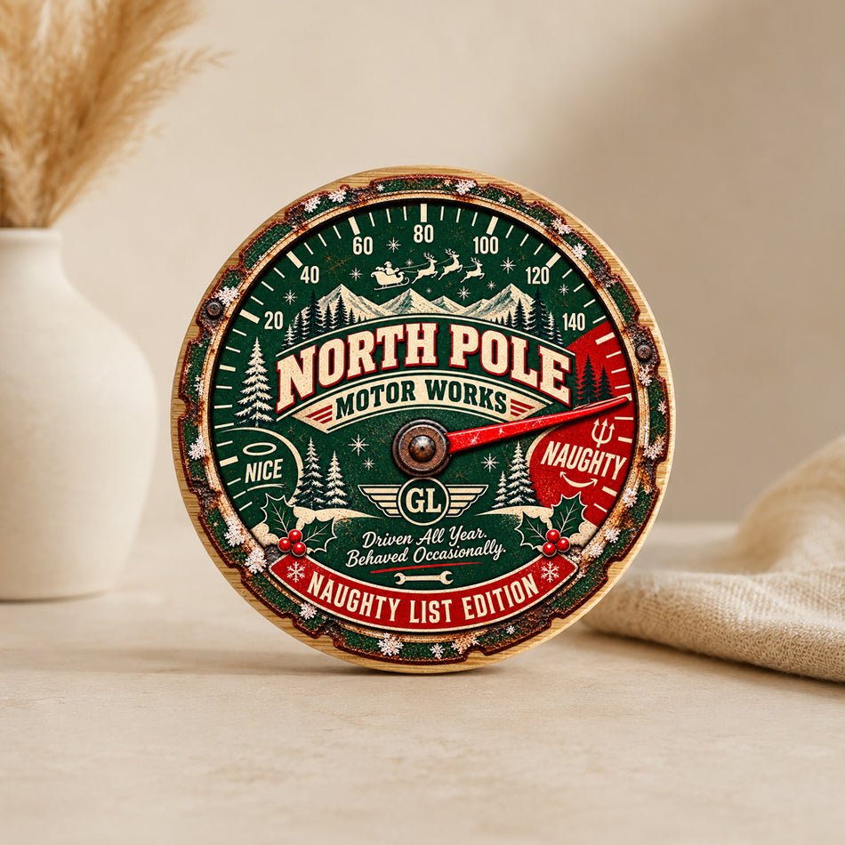 Naughty List Speedometer Bottle Opener + Mini Santa Sack Secret Santa Gift