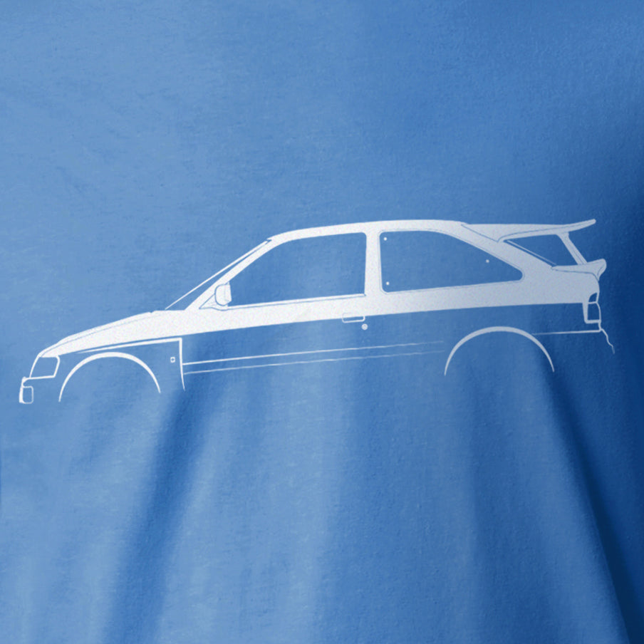 Ford Escort RS Cosworth Silhouette T-Shirt by Retro Fast Fords BLUE