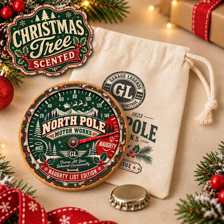Naughty List Speedometer Bottle Opener + Mini Santa Sack Secret Santa Gift