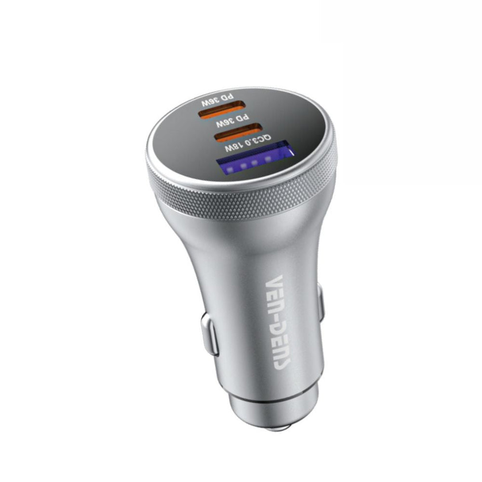Dual USB C + USB A 3 Port 90W Fast in Car Charger VD-CC012