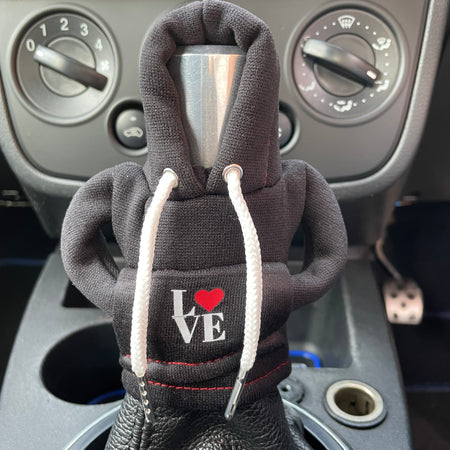 Valentines Love Black Novelty Gear Stick Hoodie - Retro Fast Fords