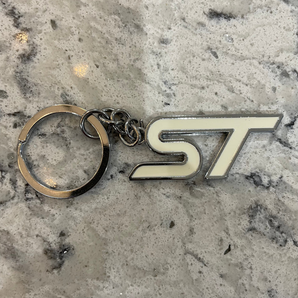 Ford ST Badge White Keyring - Retro Fast Fords