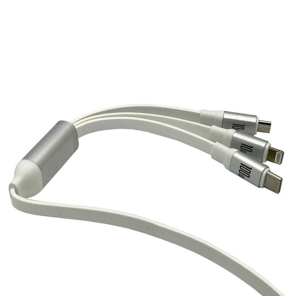 USB C 3 in 1 100W 1.2M Retractable Fast Data Charging Cable VD-DCA08