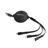 Retractable Silicone Charging Cable - 3 in 1