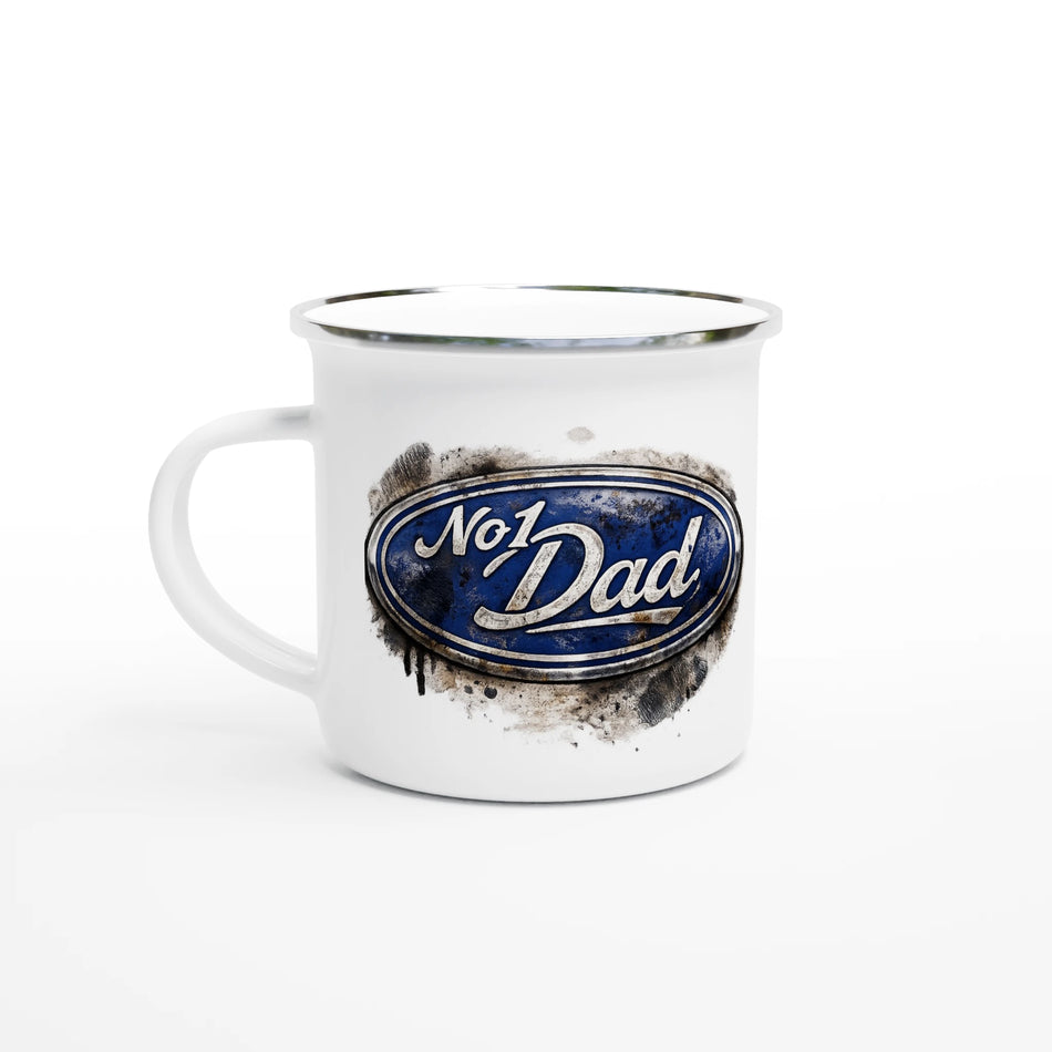 Ford Logo Inspired No1 Dad Logo White 12oz Enamel Mug