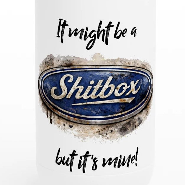 Retro Fast Fords 'Shitbox' White 17oz Stainless Steel Water Bottle