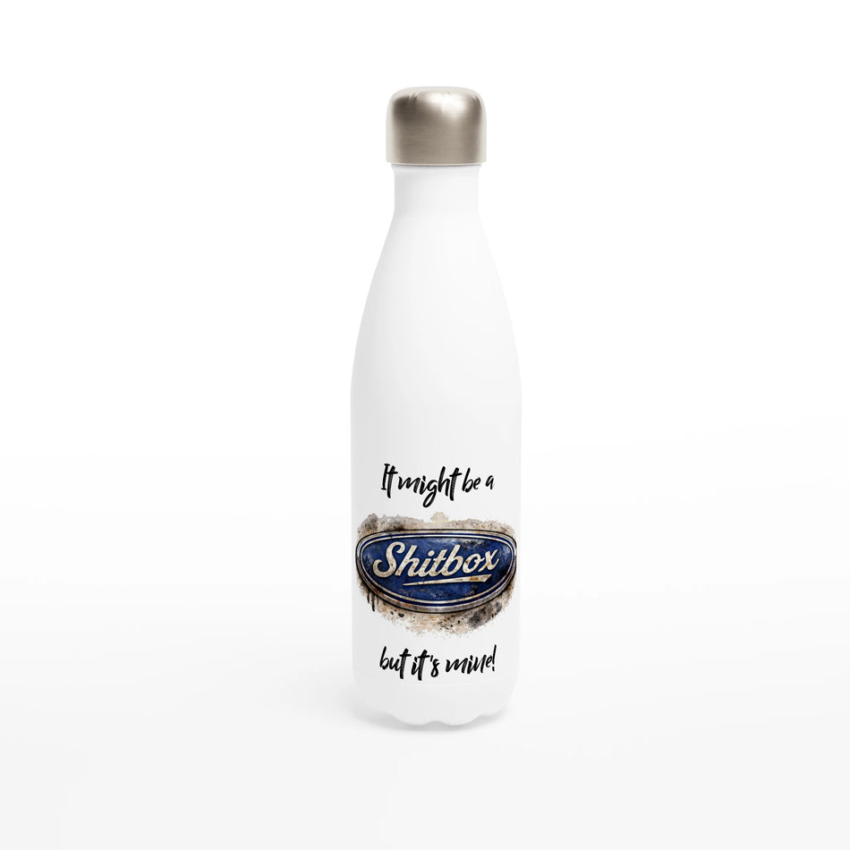 Retro Fast Fords 'Shitbox' White 17oz Stainless Steel Water Bottle