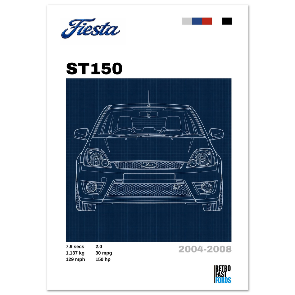 Ford Fiesta ST150 Retro Showroom Poster