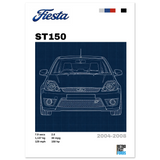 Ford Fiesta ST150 Retro Showroom Poster