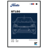Ford Fiesta ST150 Retro Showroom Wooden Framed Poster